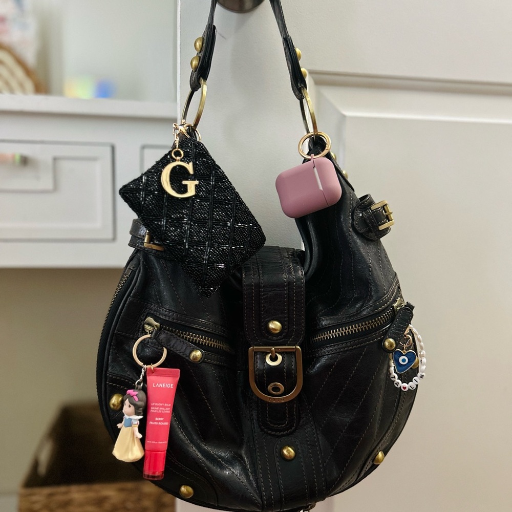 Rafe New York black leather saddle shoulder bag.